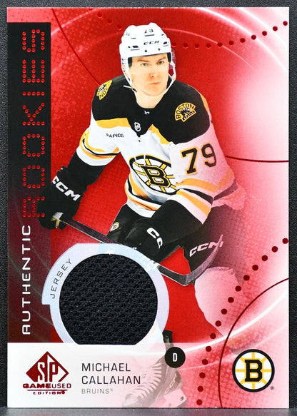 2025-26 SP Game Used Red Jersey Michael Callahan AR-MC Bruins RC Jersey 8078