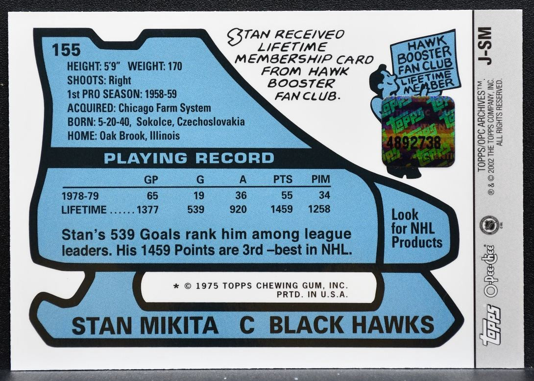 2001-02 Topps / O-Pee-Chee Archives Relics Stan Mikita Blackhawks Jersey 5369