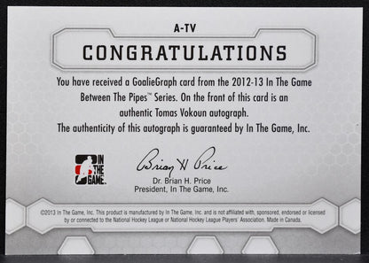 2012-13 In The Game Between The Pipes Goaliegraphs Vault Vokoun Auto 0798