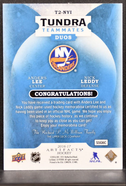 2016-17 UD Artifacts Tundra Teammates Duos Relics Leddy/Lee 056/199 Jersey 1892