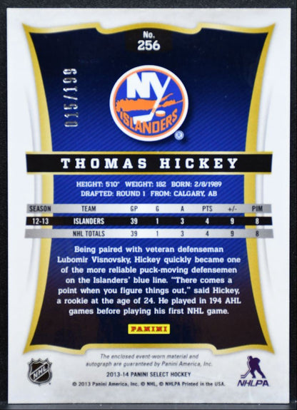 2013-14 Panini Select Rookie JerseyAuto Hickey RC Auto 015/199 Jersey 9359