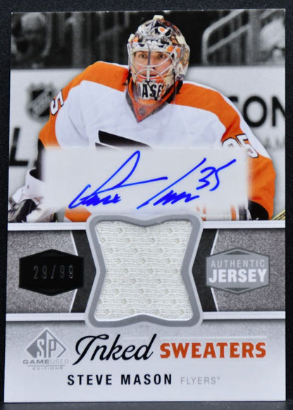 2014-15 SP Game Used Inked Sweaters Steve Mason Flyers Auto 29/99 Jersey 3678