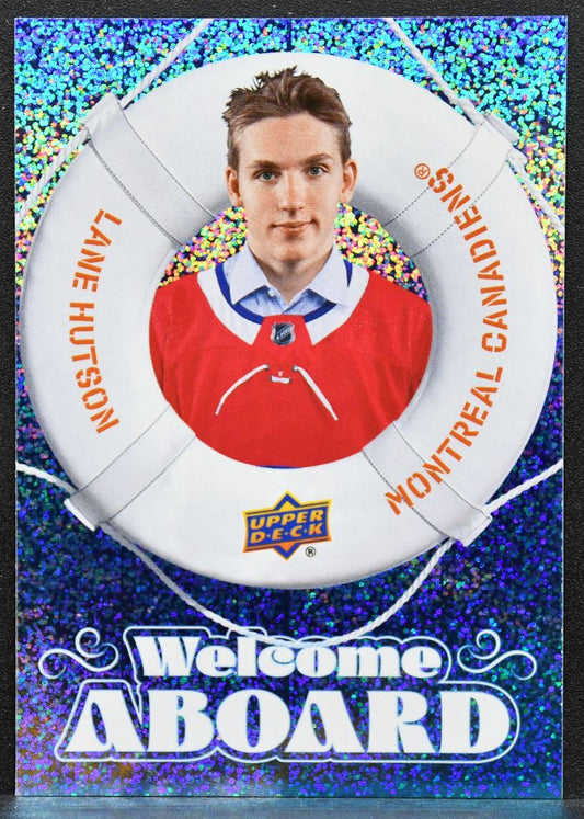 2024-25 Upper Deck Series 2 Welcome Aboard Speckled Lane Hutson Canadiens 3868