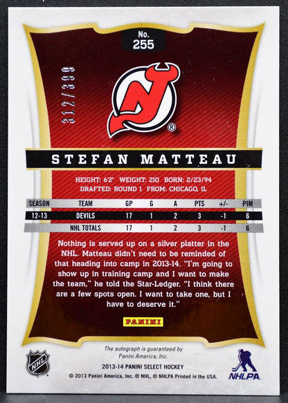 2013-14 Panini Select Rookie Autographs Stefan Matteau RC Auto 312/399 8179