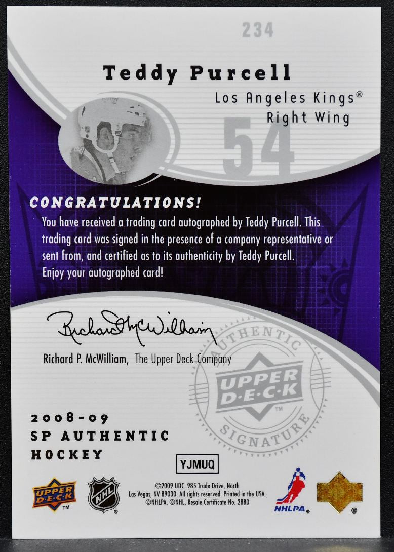 2009-10 SP Authentic Future Watch Auto Teddy Purcell Kings RC Auto 425/999 1306