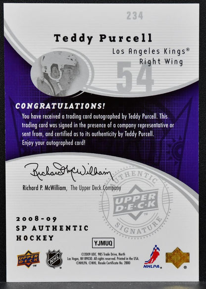 2009-10 SP Authentic Future Watch Auto Teddy Purcell Kings RC Auto 425/999 1306