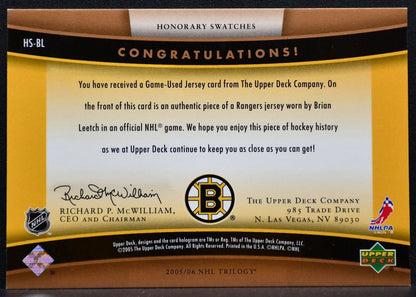 2005-06 Upper Deck Trilogy Honorary Swatches Brian Leetch Bruins Jersey 0752