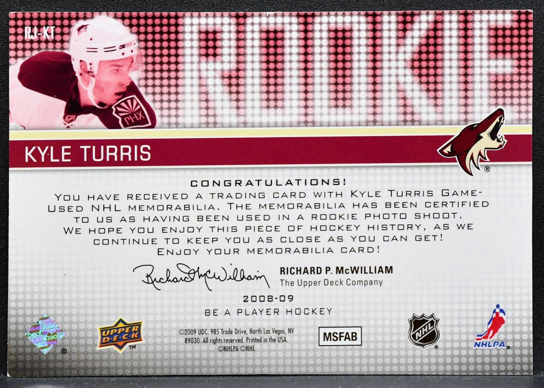 2008-09 UD Be A Player Rookie Jerseys Kyle Turris Coyotes RC 035/299 Jersey 0833