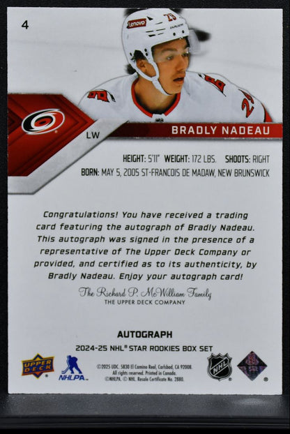 2024-25 UD NHL Star Rookies Box Set Autographs Bradly Nadeau RC Auto 9621