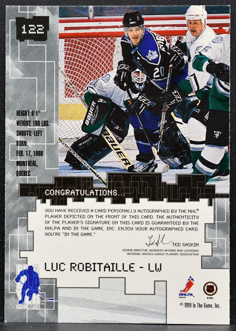 1999-100 ITG Millenium Signature Series Luc Robitaille 122 Kings Auto 7436