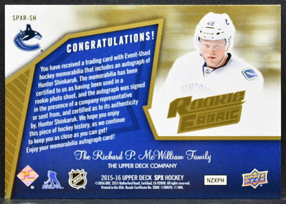 2015-16 SPx 2005-06 Retro Rookie Fabrics Auto Shinkaruk RC Auto Jersey 3103