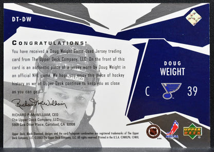 2003-04 Upper Deck Black Diamond Threads Doug Weight DT-DW Blues Jersey 5765