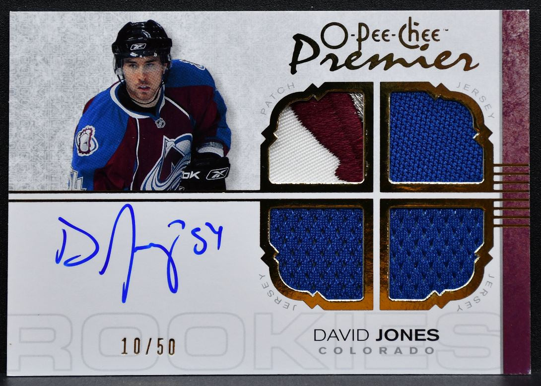 2007-08 OPC Premier Gold Rookie Patch Auto David Jones RC Auto 10/50 Patch 2158