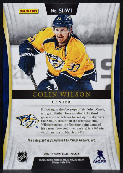 2013-14 Panini Select Signatures Colin Wilson SI-WI Predators Auto 6412