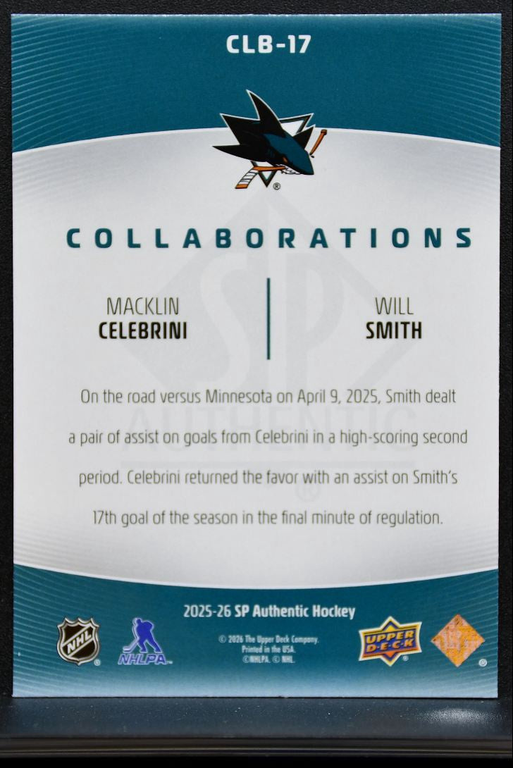 2025-26 SP Authentic Collaborations Will Smith / Macklin Celebrini Sharks 8129