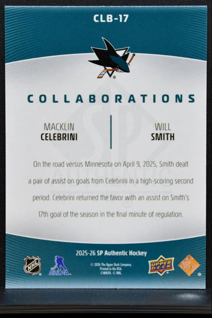 2025-26 SP Authentic Collaborations Will Smith / Macklin Celebrini Sharks 8129