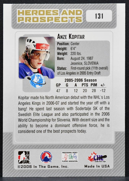 2006-07 In The Game Heroes and Prospects Anze Kopitar 131 Slovenia 8518