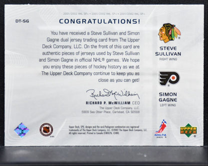 2001-02 SPx Dual Hidden Treasures Sullivan/Gagne Blackhawks/Flyers Jersey 4053