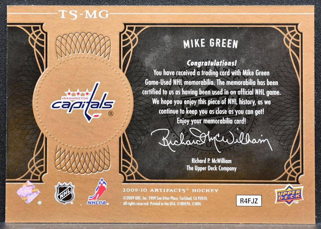 2009-10 UD Artifacts Treasured Swatches Mike Green Capitals 131/199 Jersey 5987