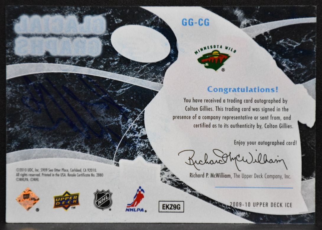 2009-10 Upper Deck Ice Glacial Graphs Colton Gillies GG-CG Auto 3757