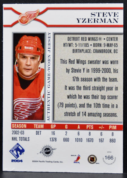 2003-04 Pacific Private Stock Reserve Jersey Yzerman 773/900 Jersey 7492
