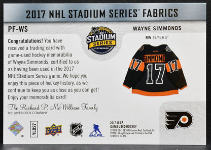 2017-18 SP Game Used 2017 NHL Stadium Series Fabrics Wayne Simmonds Jersey 0970
