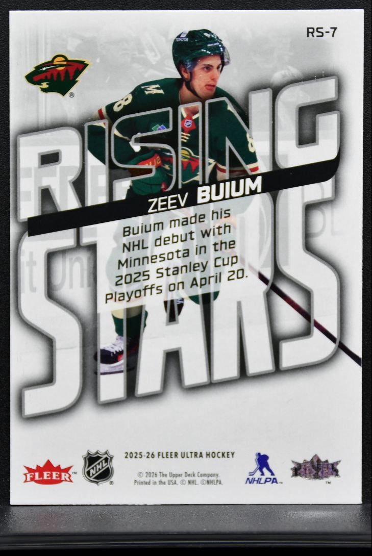 2025-26 Fleer Ultra Rising Stars Zeev Buium RS-7 Minnesota Wild RC 0306