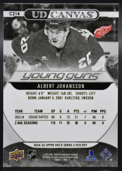2024-25 UD Series 2 Albert Johansson C214 Detroit Red Wings RC