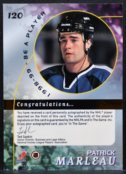 1998-99 Be a Player Autographs Patrick Marleau 120 San Jose Sharks Auto 9380