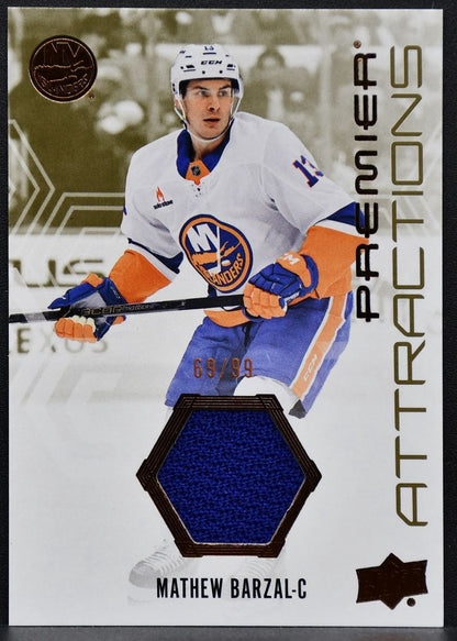 24-25 UD Premier Attractions Jersey Barzal PA-MB New York Islanders /99 Jersey 7574