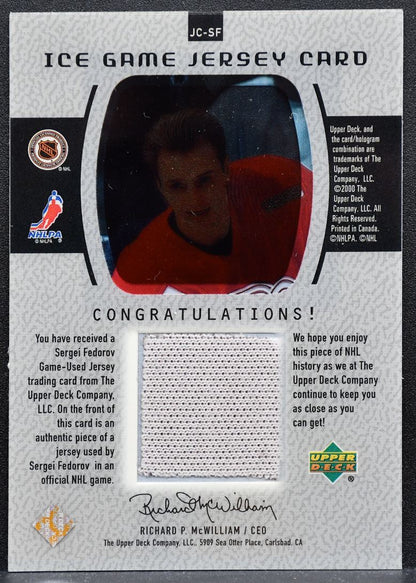 2000-01 Upper Deck Ice Game Jerseys Sergei Fedorov JC-SF Red Wings Jersey 5833