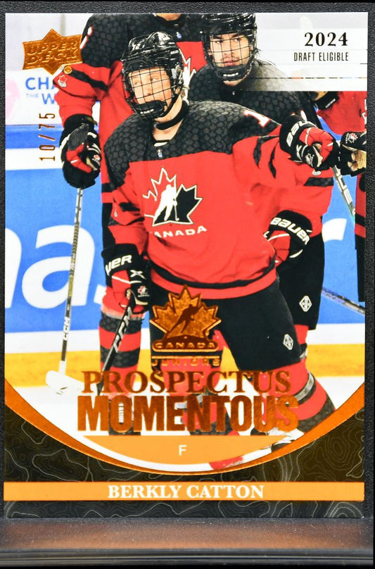 2023-24 UD Team Canada Juniors Prospectus Momentous Orange Catton Canada 0199