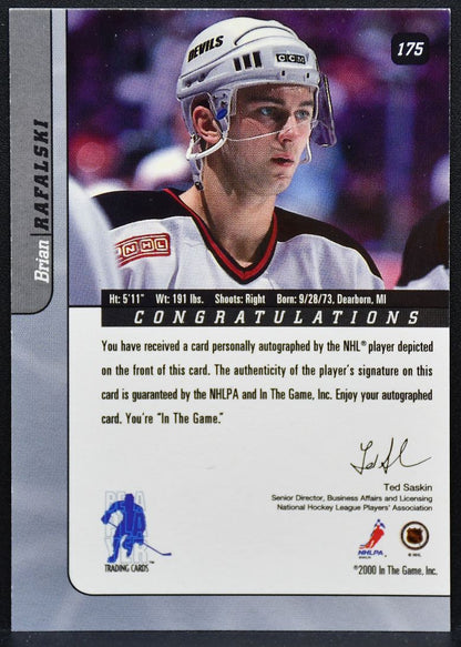 2000-01 Be a Player Auto Series Auto Gold Brian Rafalski 175 Devils Auto 8904