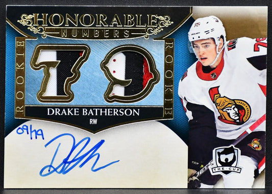 2018-19 UD The Cup Honorable Numbers Autograph Patch Drake Batherson HN-DB 79