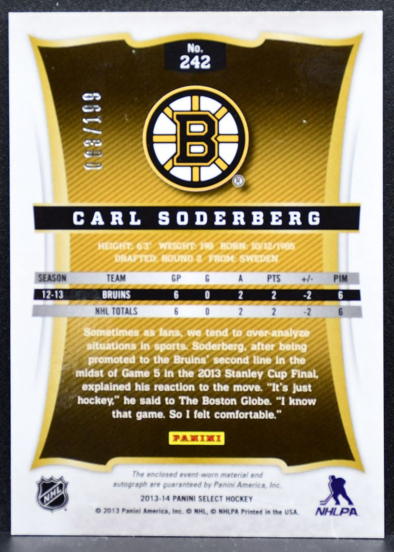 2013-14 Panini Select Rookie Jersey Auto Soderberg RC Auto 003/199 Jersey 5672