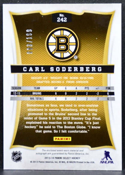 2013-14 Panini Select Rookie Jersey Auto Soderberg RC Auto 003/199 Jersey 5672