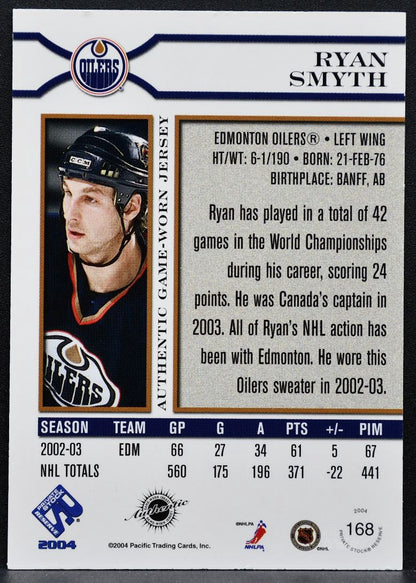 2003-04 Pacific Private Stock Reserve Jersey Ryan Smith 168 Oilers Jersey 3971