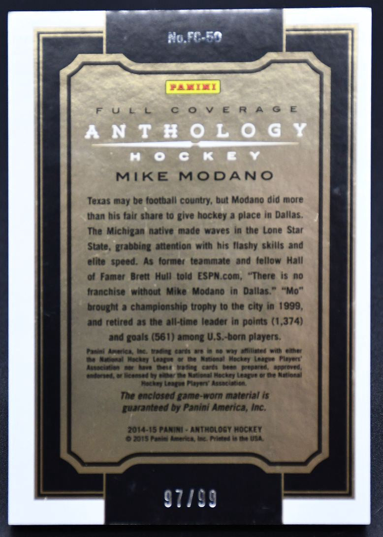 2015-16 Panini Anthology Full Coverage Mike Modano FC-50 97/99 Jersey