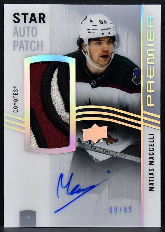 2023-24 UD Premier Acetate Star Patch Auto Matias Maccelli AV-MC Auto Patch 2583