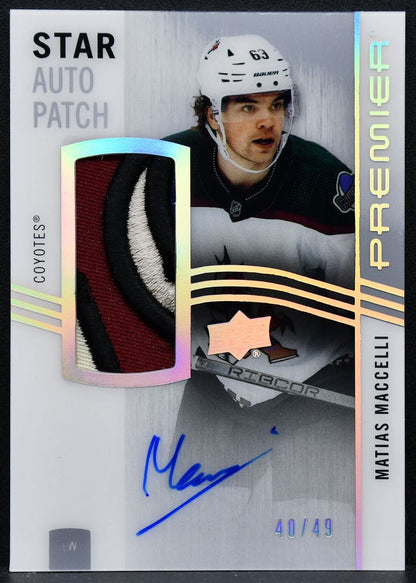 2023-24 UD Premier Acetate Star Patch Auto Matias Maccelli AV-MC Auto Patch 2583