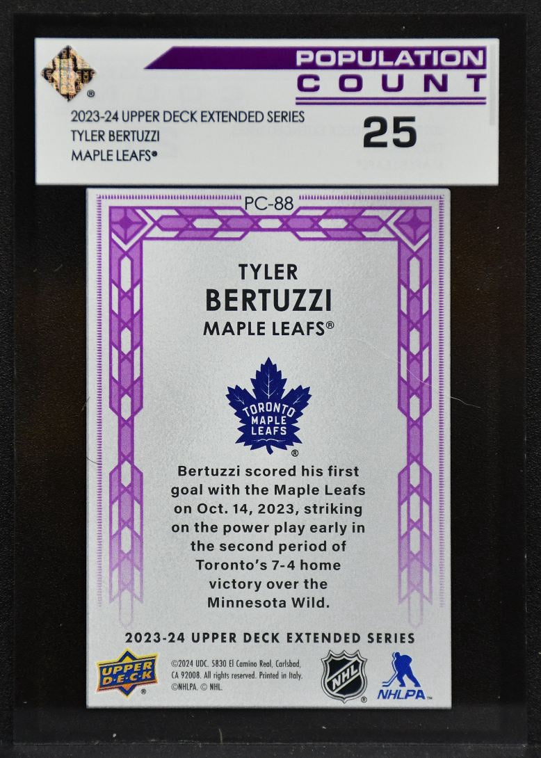 23-24 UD Extended Series Population Count 25 Tyler Bertuzzi PC-88 Maple Leafs 3810