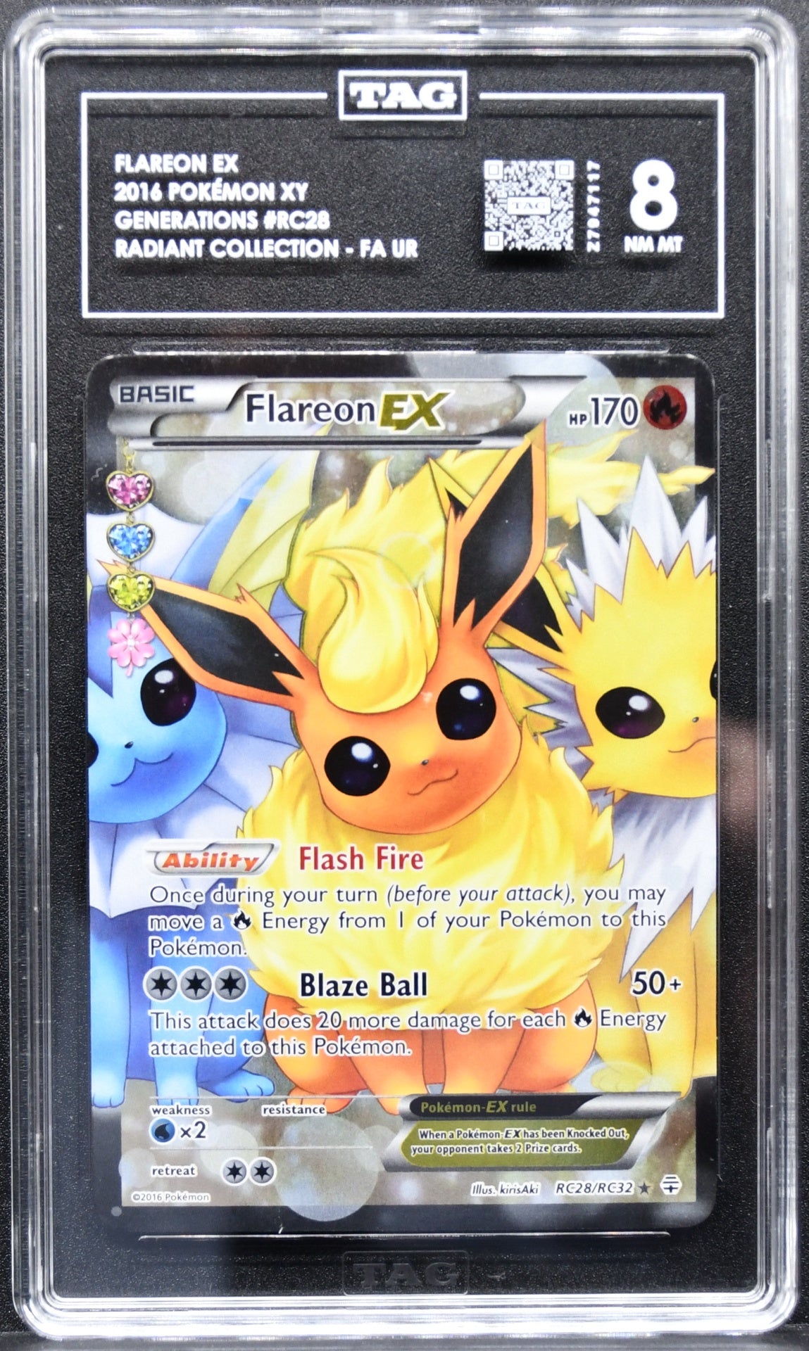 Pokémon Generations: Radiant Collection Flareon EX Full Art RC28 Holofoil TAG 8