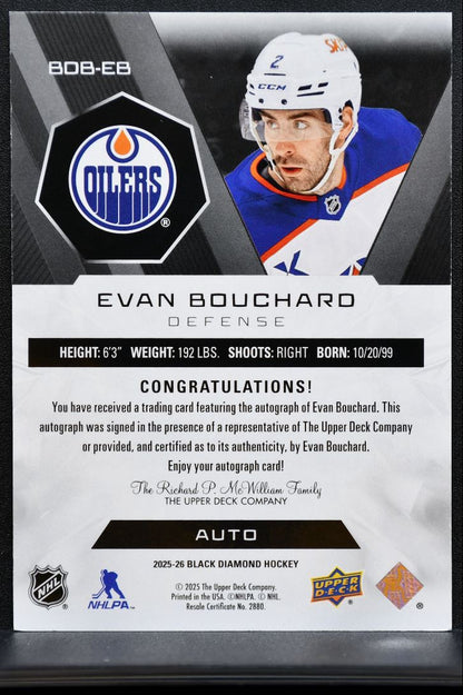 2025-26 Upper Deck Black Diamond Auto Evan Bouchard Oilers Auto 06/99 2706