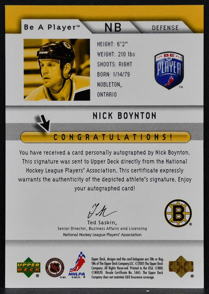 2005-06 Upper Deck Be a Player Signatures Nick Boynton NB Auto 4969
