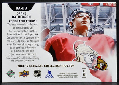 2018-19 UD Ultimate Collection Drake Batherson UA-DB Ottawa Senators 06/10 Patch
