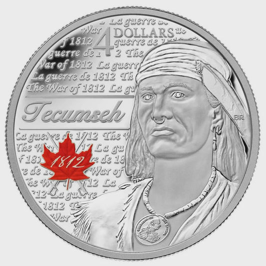2012 $4 Heroes of 1812 - Tecumseh - 0.25 oz Silver Coin