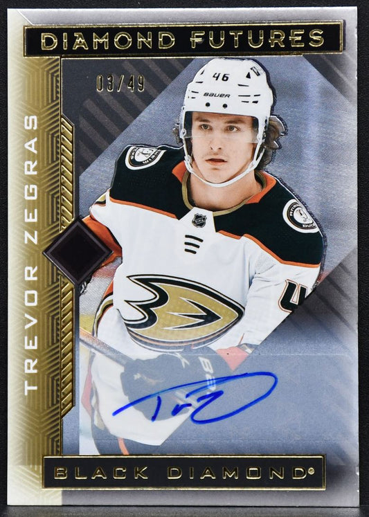 21-22 UD Black Diamond Futures Autographs Zegras BDF-TZ Ducks Auto 03/49 4573