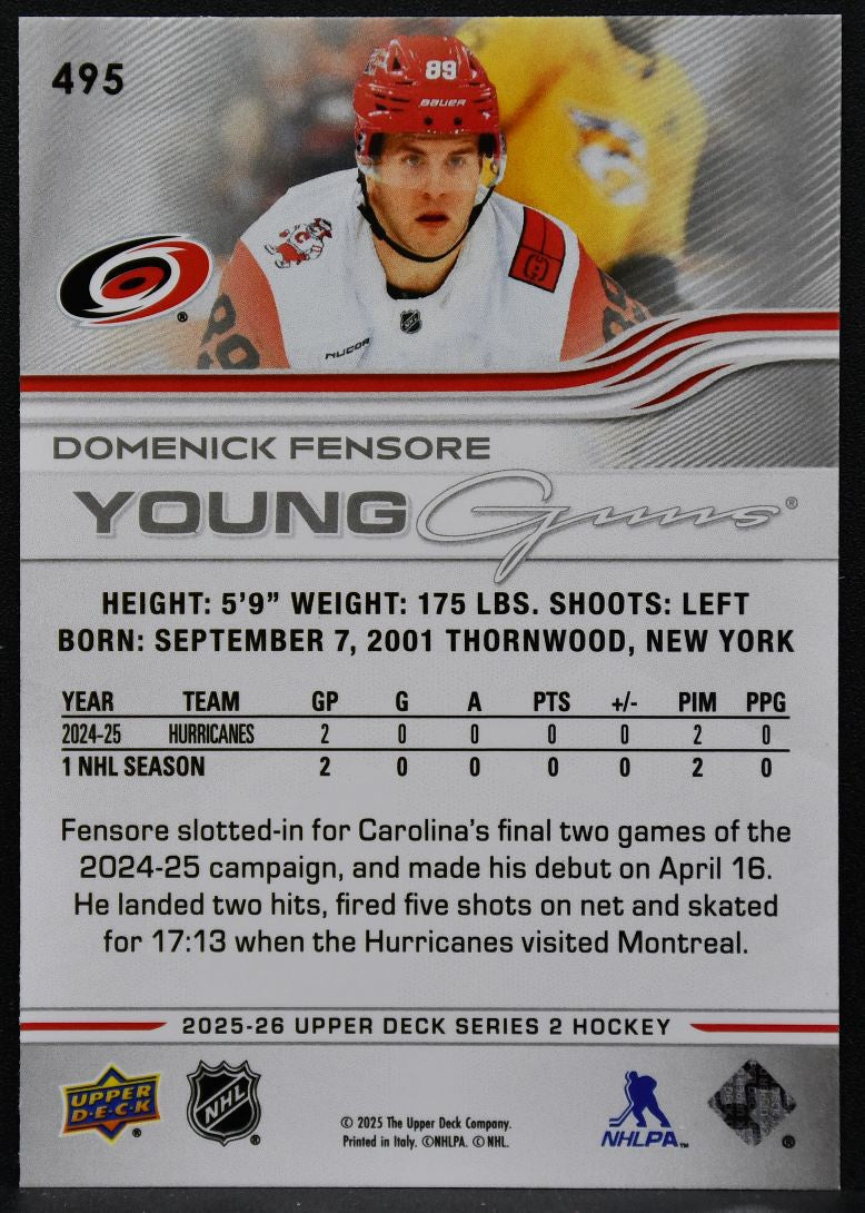 2025-26 Upper Deck Series 2 Young Guns Domenick Fensore 495 RC 1913