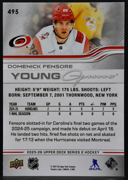 2025-26 Upper Deck Series 2 Young Guns Domenick Fensore 495 RC 1913