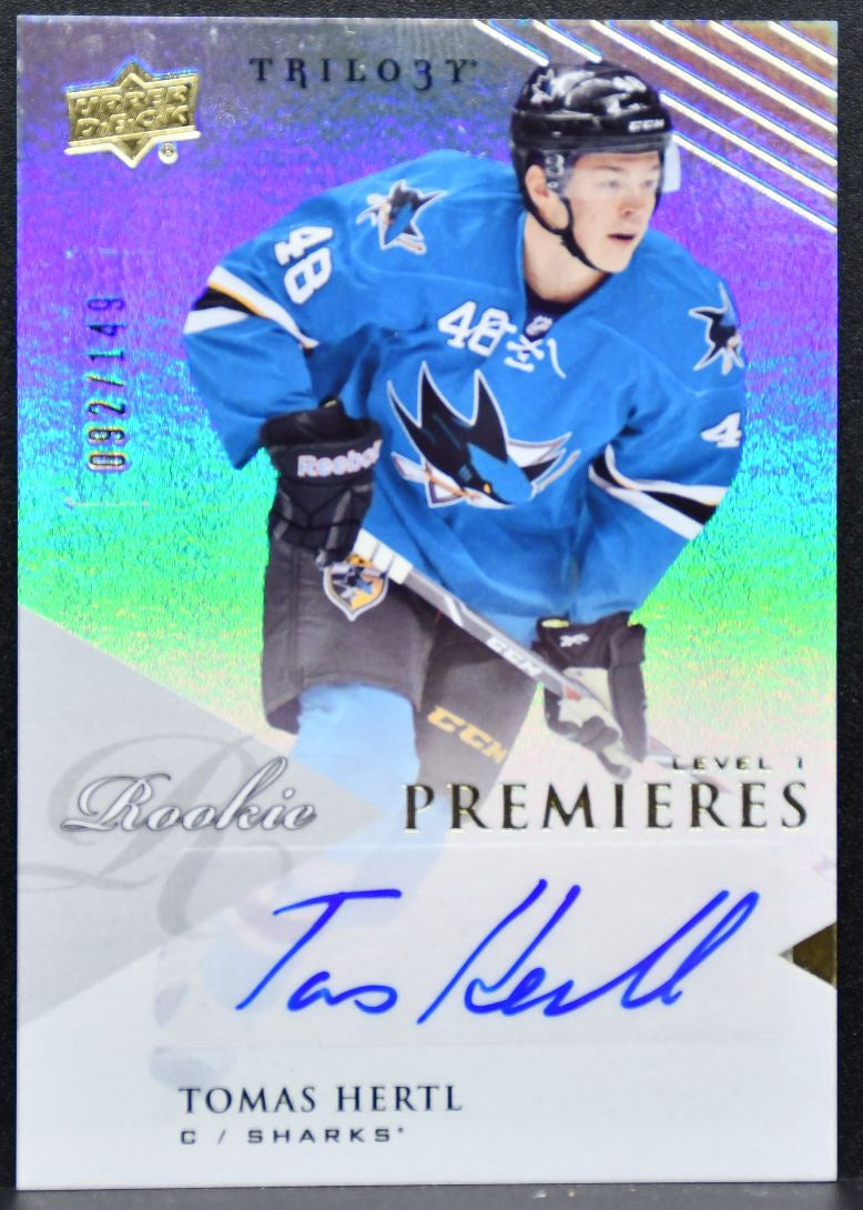 2013-14 SPx Trilogy Premieres Rookie Lvl1 Tomas Hertl RC Auto 092/149 3180
